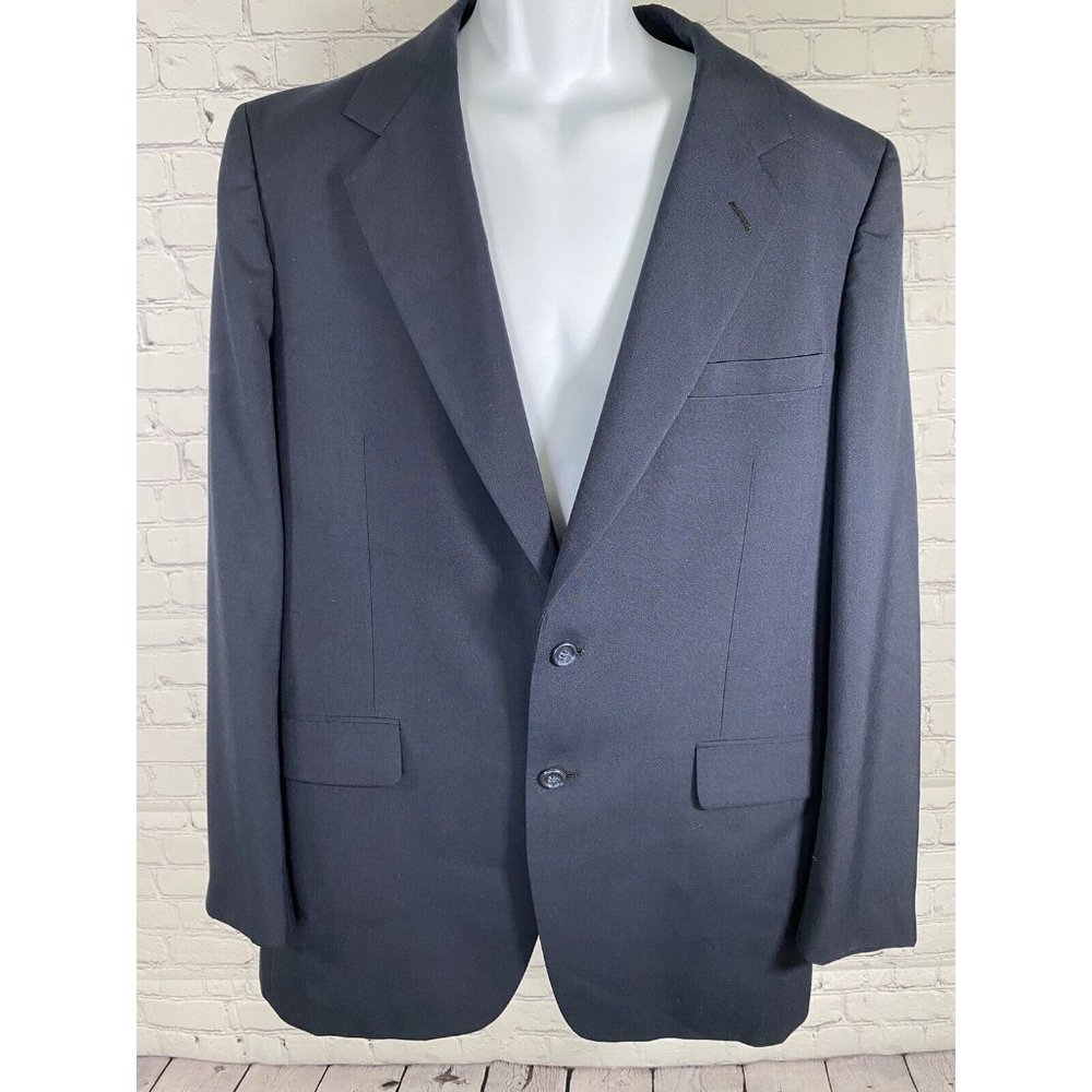 Woodmere Navy Blue Two Button Single Vent Sport Coat Jacket Blazer 43 GUC READ